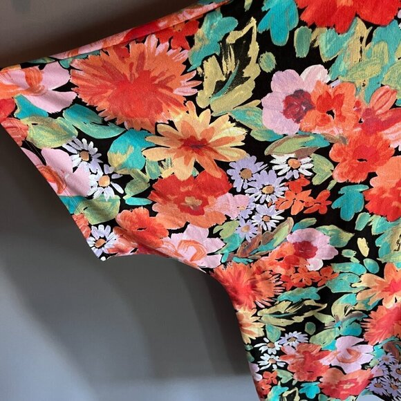 Cream & Sugar T-Shirt Floral Colourful Made in USA Plus Size 2X - Picture 3 of 8